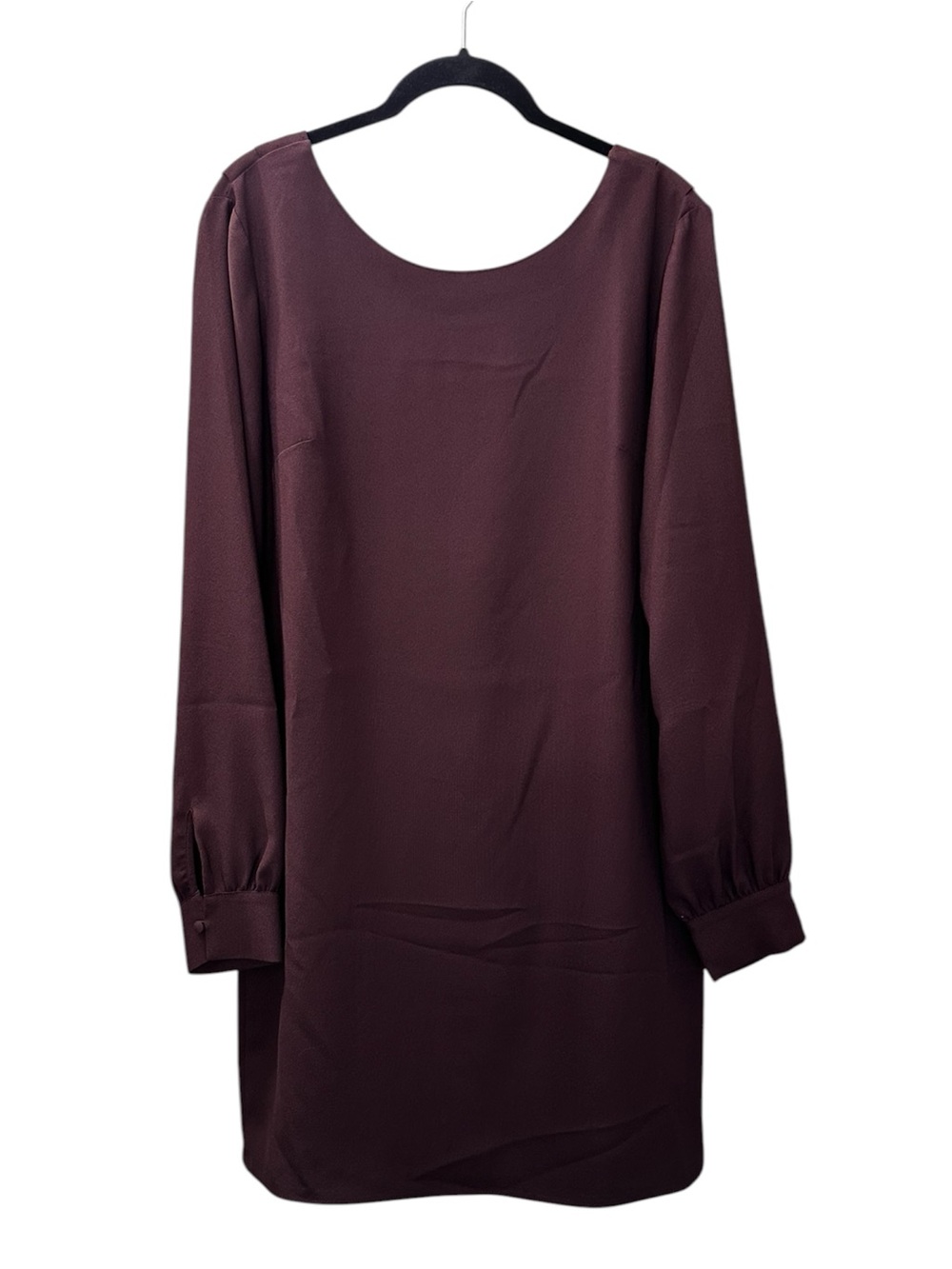 NWT Chelsea28 Dress Long Sleeve V-Back Tie Shift Plum Women’s Size 8